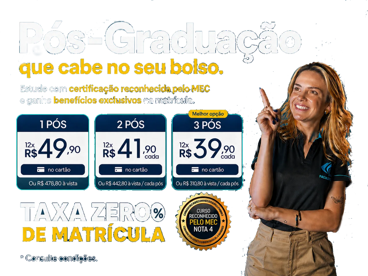 Oferta de pós-graduação EAD com taxa zero de matrícula